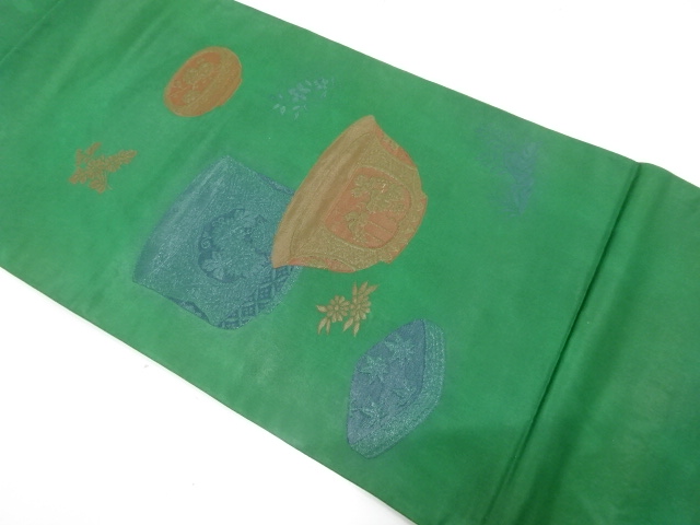 アンティーク　茶碗模様織り出し袋帯（材料）